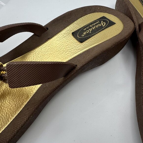 Grandco Jeweled Brown Slides Sandals Flip‎ Flop Size 10 Beach Bling Jewel Thong - Picture 6 of 8